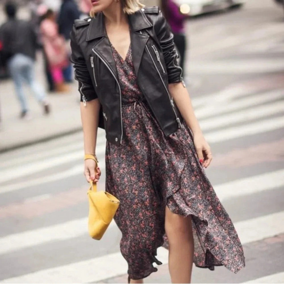 Avec Les Filles Floral Print Sleeveless Wrap Dress Size Medium Navy Combo Midi - Picture 1 of 11